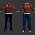 Cute Animal Wearing Red Argyle Sweater And Blue Jeans Outfit