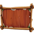 Rustic Wooden Hinged Door with Natural Wood Panel and Vine Decorative Frame
