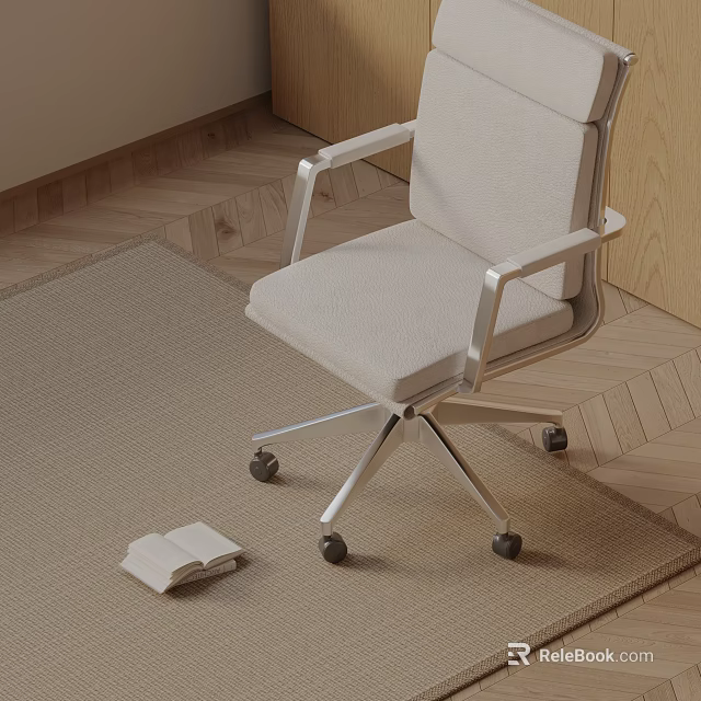 Modern Massage Chair With Fabric Upholstery Metal Frame And Wheels On Wooden Floor Rug 3d model 