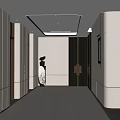Modern Elevator Hallway Interior With White Curved Walls Sleek Floors And Ceiling Lights 3d model