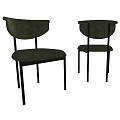 Stylish Modern Light Green Upholstered Dining Chairs With Black Metal Legs
