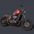 Vintage Red Motorcycle With Brown Seat Decorative Stickers And Black Wheels