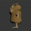 Orange Creature Character With Big Yellow Eyes Two Horns Open Mouth And Standing Pose
