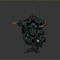 Smart Machine With Teal Colored Mechanical Structure Legs Cannon And Antenna