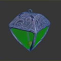 Iridescent Diamond Shaped Hanging Ornament With Swirl Pattern And Internal Sphere