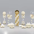 Inflatable Party Decorations With Gold White Balloons Columns And Flower Shaped Accents