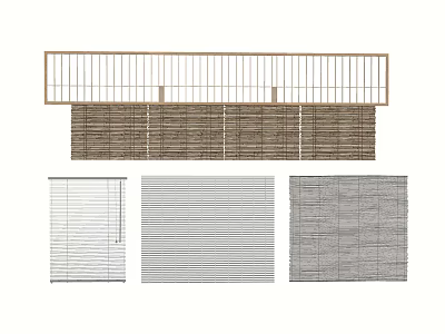 Stylish Window Blinds With Various Wooden Designs For Home Interior Decor 3d model