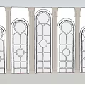 Elegant White Feature Wall Design With Arched Windows And Decorative Columns 3d model