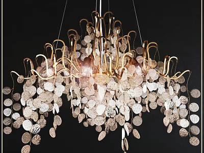 Elegant Modern Crystal Chandelier With Golden Frame And Circular Crystal Pieces 3d model