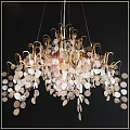 Elegant Modern Crystal Chandelier With Golden Frame And Circular Crystal Pieces