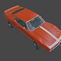 Classic Orange Two Door Muscle Car With White Stripe And Black Wheels Design