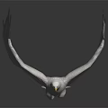 White Eagle With Spread Wings Standing On Black Smooth Surface With Reflection 3d model