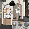 Modern Boutique Interior With White Walls Irregular Recessed Shelves Arched Decor And Wooden Plant Displays