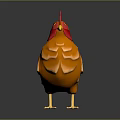 Orange Cartoon Rooster With Red Comb Yellow Beak And Feet On Black Background