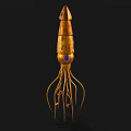 Golden Squid Shaped Decorative Artwork With Long Tentacles And Blue Eye