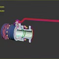 Industrial Ball Valve With Blue Flange Silver Body And Red Handle