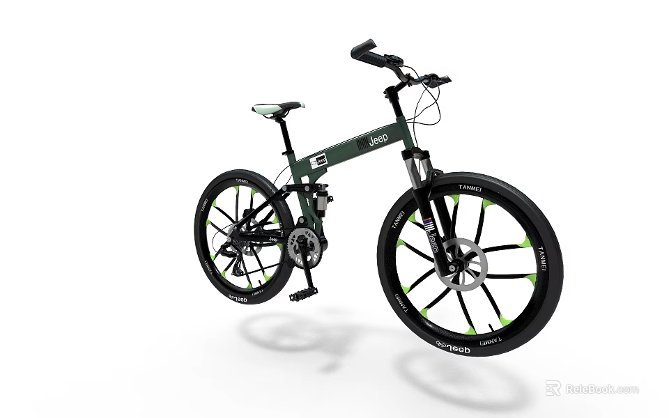 Modern Johnson Green Bicycle with Black Wheels and Green Accent Trim 3d model 