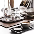 Modern Decorative Ornament Set With Table Lamp Books Vase Tray And Glass Cups