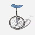 Classic Unicycle With Blue Seat Metal Frame And Spoked Wheel