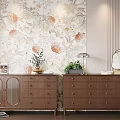 Modern Wooden Entryway Cabinet And Sideboard Interior With Drawers Plants Mirror And Lamp