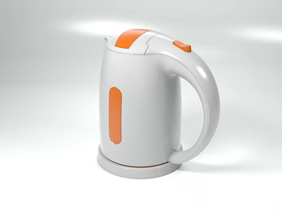 White and Orange Electric Kettle With Modern Design And Ergonomic Handle For Daily Home Use 3d model