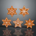 Star Shaped Gingerbread Cookies With White Icing On Dark Background 3d model