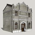 Commercial Complex Classical Style Two Story Building With Arched Entrance And Symmetric Windows