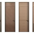 Modern Interior Swing Doors Showcasing Different Wood Grain Patterns And Color Options 3d model