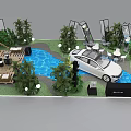 Modern Commercial Exhibition Equipment For Car Display Booth With Green Plants Setup