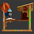 Wooden Children's Desk With Colorful Doodles Numbers Letters And Schoolbag