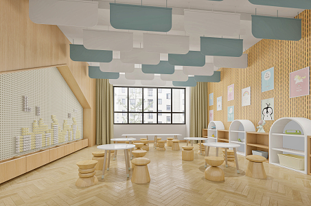 Modern Kindergarten Building Classroom 3d model