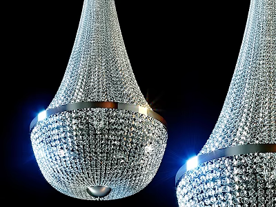 Elegant Luxurious Crystal Chandeliers Featuring Metal Trim And Sparkling Illuminated Design 3d model