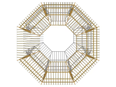 Octagonal Pergola Design With Metal Grid Frame and Central Circular Opening Architectural Structure View 3d model