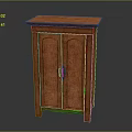 Classic Wooden Storage Cabinet With Two Doors And Black Handles Design