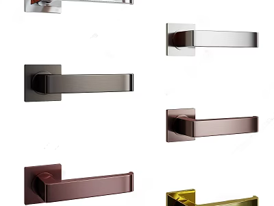 Modern Door Handles In Various Colors For Home Interior Decoration 3d model