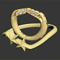 Elegant Gold Ring With Star Shaped Design And Sparkling Diamond Accents