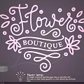 Pink Neon Lamp Set With Floral Decorations And Flower Boutique Lettering