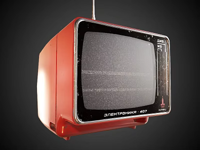 Vintage Red Retro Television Set With Classic Design And Old Fashioned Screen 3d model