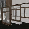 Modern Interior Display Of Wooden Window Frames With Glass Panels And White Bases