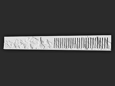 White Carved Strip With Figure Animal Relief And Vertical Lines Design 3d model