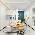 Modern Dental Clinic Interior With Yellow Chair Equipment And Green Wall