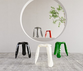 zieta art mirror polished stool 3d model