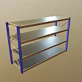 Sturdy Metal Storage Shelf With Multiple Black Shelves And Blue Frame Design