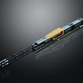 Black Yellow Long Mechanical Device With Metal Tubes And Structural Components