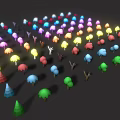 Colorful 3D Plant Models With Mushrooms Tree Shapes And Vibrant Varied Colors