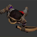 Female Warrior With Armor Helmet Red Feather Sword Shield Emblem Shorts And Long Boots