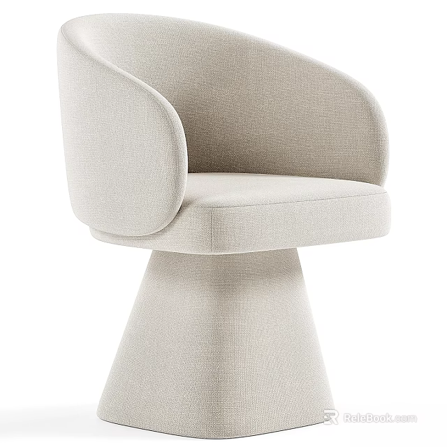 Modern Beige Upholstered Accent Chair With Curved Arms Comfortable Seat And Conical Base 3d model 