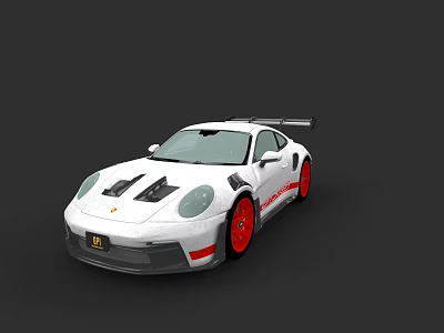 White Sports Car Featuring Red Wheels Rear Spoiler And Sleek Aerodynamic Body 3d model