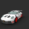 White Sports Car Featuring Red Wheels Rear Spoiler And Sleek Aerodynamic Body