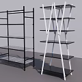 Modern Black and White Shelving Units with Multi Level Storage and Sleek Design 3d model